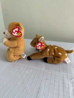Ty Beanie Babies Hope (1999) and Whisper (1998) Retired with tags